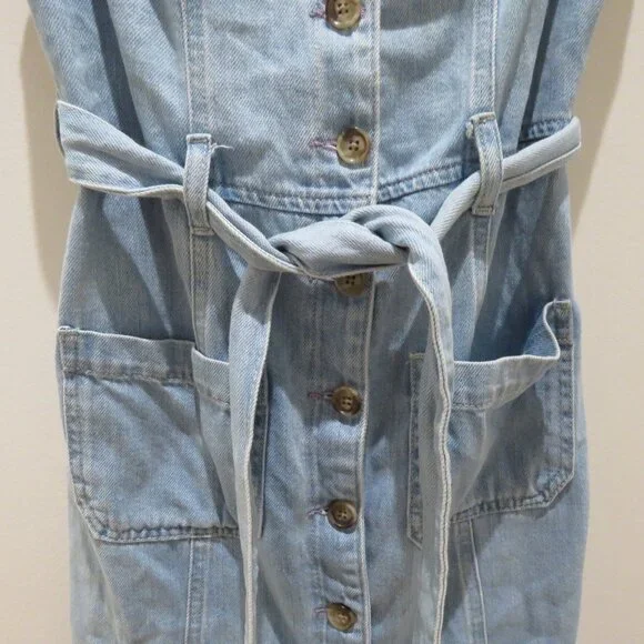 REFORMATION Farrah Chambray Denim Midi Dress Size 4 Palawan Blue Preppy Summer - Picture 6 of 16